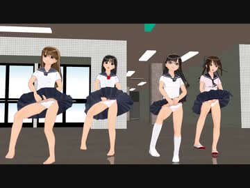 【MMD】てとらーず4人ミニセーラー服が駅ノロビーで鋲心全壊ガールを踊る