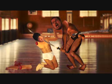 試し切りする先輩