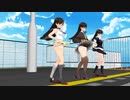 【MMD】3人の鞍掛てとらちゃんが艦これコスチュームで葱町駅でねえを踊る