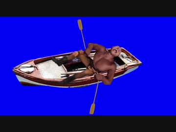 哀叫しながらボートを漕ぐタクヤさんBB