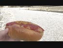 河原で ホットドック作って食べました