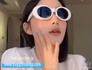 ハリウッド偏光サングラス白縁レトロ女性サングラスおしゃれオーバル型レディース フォックス大きい顔メガネ上品運転用ビーチ紫外線カットめがね