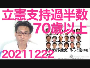 立憲民主党支持者の半数以上が70歳以上と産経が無慈悲に報道、今いる立憲の若い地方議員とか将来どうすんだろ20211222