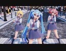 【MMD】『 Project mirai 2』OP アゲアゲアゲイン TDA式初音ミク テト リン　セーラー服