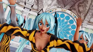 【Ray-mmd】トラ衣装つみ式ミクさん達が広場でWAVE