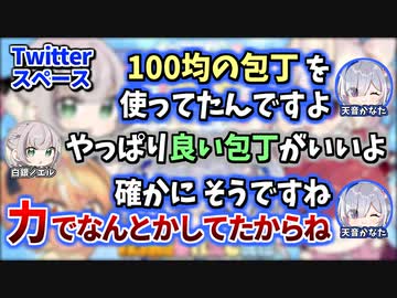 【スペース切り抜き】全然切れない100均の包丁を力で無理やり使っていたかなたん【天音かなた/宝鐘マリン/白銀ノエル/不知火フレア/百鬼あやめ/ホロライブ】