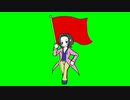 赤旗と白旗を揚げる五十嵐ゆり子素材