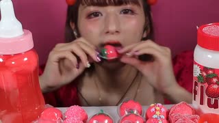 【ASMR】いちごグミを食べる□ ／ TikTokゼリー ／ マシュマロクリーム