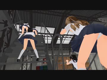 【ＭＭＤ】てとらーず5人がミニセーラー服で倉庫の階段でチョコレイト・ディスコを踊る
