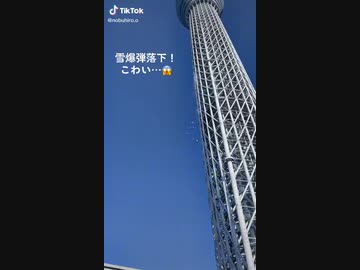 ホモと見るスカイツリーからの落雪