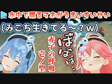 水中で喋るマネが凄いすいせいとただの溺れる赤子なみこ