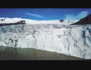 Slow aerial approaching the Vatnajokull glacier at Fjallsarlon Iceland 石川崇弘