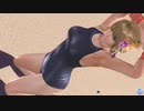 【DoaXvv/モニカ】膝立ち・両手を頭に/紺色のスク水 030800