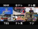 【4K】2022/03/16  緊急地震速報 (震度5弱+6強) NHK+関東民放5局比較 【福島、宮城 他】