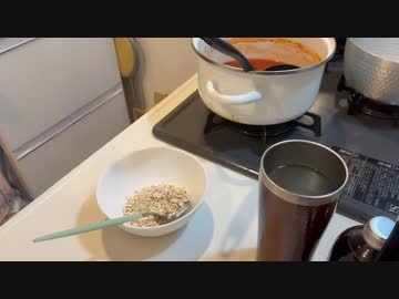 残り物のトマトスープを使ってオートミールリゾット