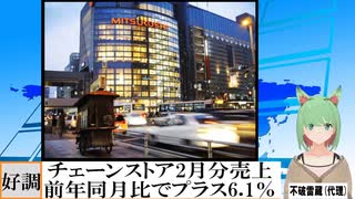 【動画News】チェーンストア2月分売上、前年同月比でプラス6.1％(2022/03/24)