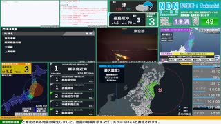 【緊急地震速報（予報）】福島県沖　最大震度3