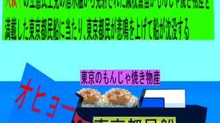 人殺しの立憲民主党の潜水艦が減税魚雷で東京の 物産船を沈没させ日本人を殺すため登場し、潜望鏡で東京都民船を発見し減税魚雷を発射し東京都民船に当たり削除が大々的に行われ東京都民が悲鳴を上げて沈没する