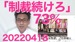 経済や暮らしに影響してもロシア制裁を続けるべき＝73％／NHKが嘘字幕で無抵抗の平和をゴリ推し 20220418