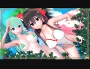 【東方】日焼け水着霊夢＆早苗さん達できょうもハレバレ【3D東方】