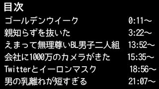 【二人ラジオ】日記やん P.21(GW、親知らず抜いた、会社に1000万のカメラが、Twitterとイーロンマスク、男の乳離れ)