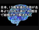 15歳未満のこ子供が去年より26万人減り日本政府「AI婚活で結婚させて解決する」