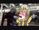 人斬りサイボーグからの攻撃を指一本で牽制する春日部つむぎ(Standing here I realize meme)