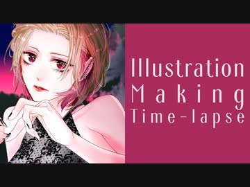 【創作百合イラストメイキング】ナイトプール水着百合【タイムラプス】