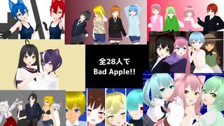 【オリキャラMMD】全28人でBad Apple!!【カラフルプロダクション】