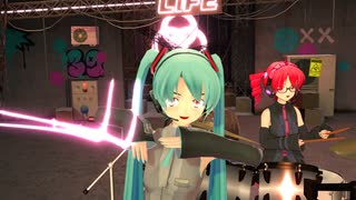 【MMD】らぶ式ミク・テト変則バンドで「怪物」