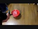M4A1でバケツの水を撃ってみる