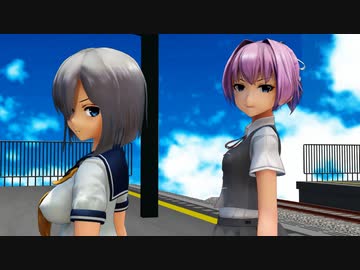 【MMD艦これ】不知火と浜風が駅の階段を昇るだけ