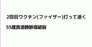 2回目ワクチン(ファイザー)打って逝く　55歳食道静脈瘤破裂　#スパイクタンパク 　#毒ワクチン　#ターボ癌　#ターボ脳出血　#ターボ死亡　#心臓発作　#疾患底上げワクチン