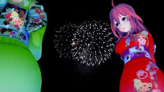 マイキャラとみる花火大会　弥彦燈籠まつり2