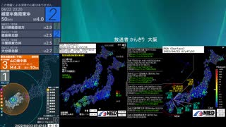 [アーカイブ]最大震度3　山口県中部　深さ10km　M4.2