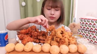 【大食い】[咀嚼音] 3種類の韓国チキンとチーズボウル□□□