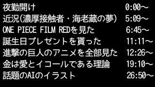 【二人ラジオ】日記やん P.24(夜勤勤務、ONE PIECE FILM RED、進撃の巨人のアニメ、金と愛、AIのイラスト)