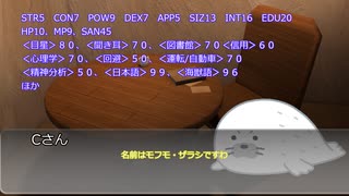 【クトゥルフ神話TRPG】テキセで１～２時間ぐらいで行くクトゥルフ「ひとりぼっちのメリー」Cさん