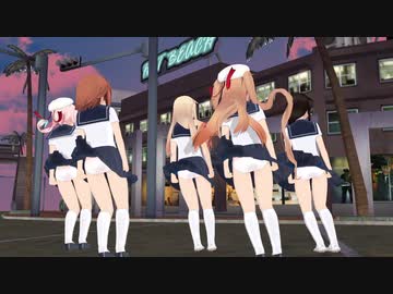 【MMD】白露型５人がセーラー服でかもめ町でBar bar bar を踊る