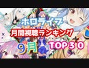 【ホロライブ】2022年9月度再生数ランキングTOP30!【ホロライブ／切り抜き】