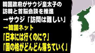 韓国政府がサウジ皇太子の訪韓・首脳会談を推進　→サウジ「訪問は難しい」　→韓国ネット「国の格がどんどん落ちていく」