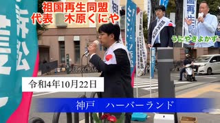 祖国再生同盟　神戸　ハーバーランド　街宣④ #kiharakuniya #木原くにや　薬漬け国家に風穴を