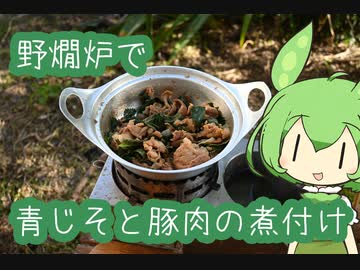 【野燗炉】青じそと豚肉の煮付けで呑む【ﾐﾆ長火鉢】