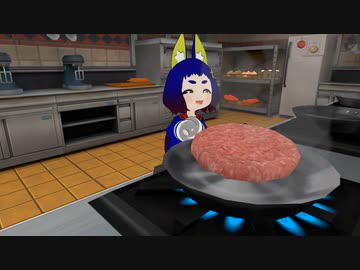 ハンバーガーを作るこんちゃん