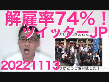 ツイッターJP解雇率74％！それでも業務に支障が無いので4人に3人が穀潰しだった模様、私なら絶対に雇わない／政府が進めるステマ規制で韓国コスメ大ピンチ！20221113