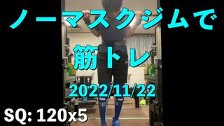 ノーマスクジムで筋トレ 2022/11/22