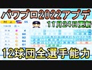 【11/24パワプロアプデ】12球団全選手能力データver.1.08【eBASEBALLパワフルプロ野球2022】