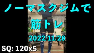 ノーマスクジムで筋トレ 2022/11/28