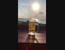 沖縄　離島　オリオンビールとサンセット