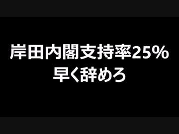 岸田内閣支持率25％　早く辞めろ